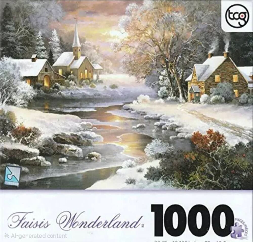 TCG Winter Wonderland Jigsaw Puzzle 1000 Piece Winter Church James Lee Art NEW